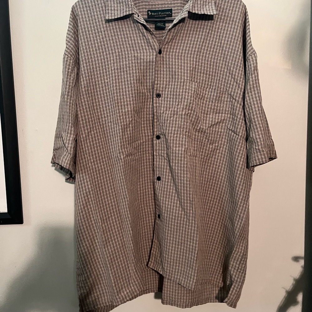 Brown Checkered Button Down Shirt